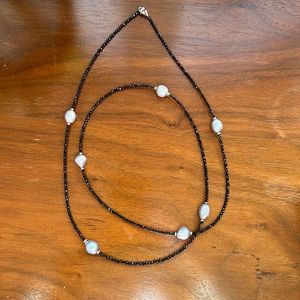 JTV black spinel 36” necklace with freshwater pearls